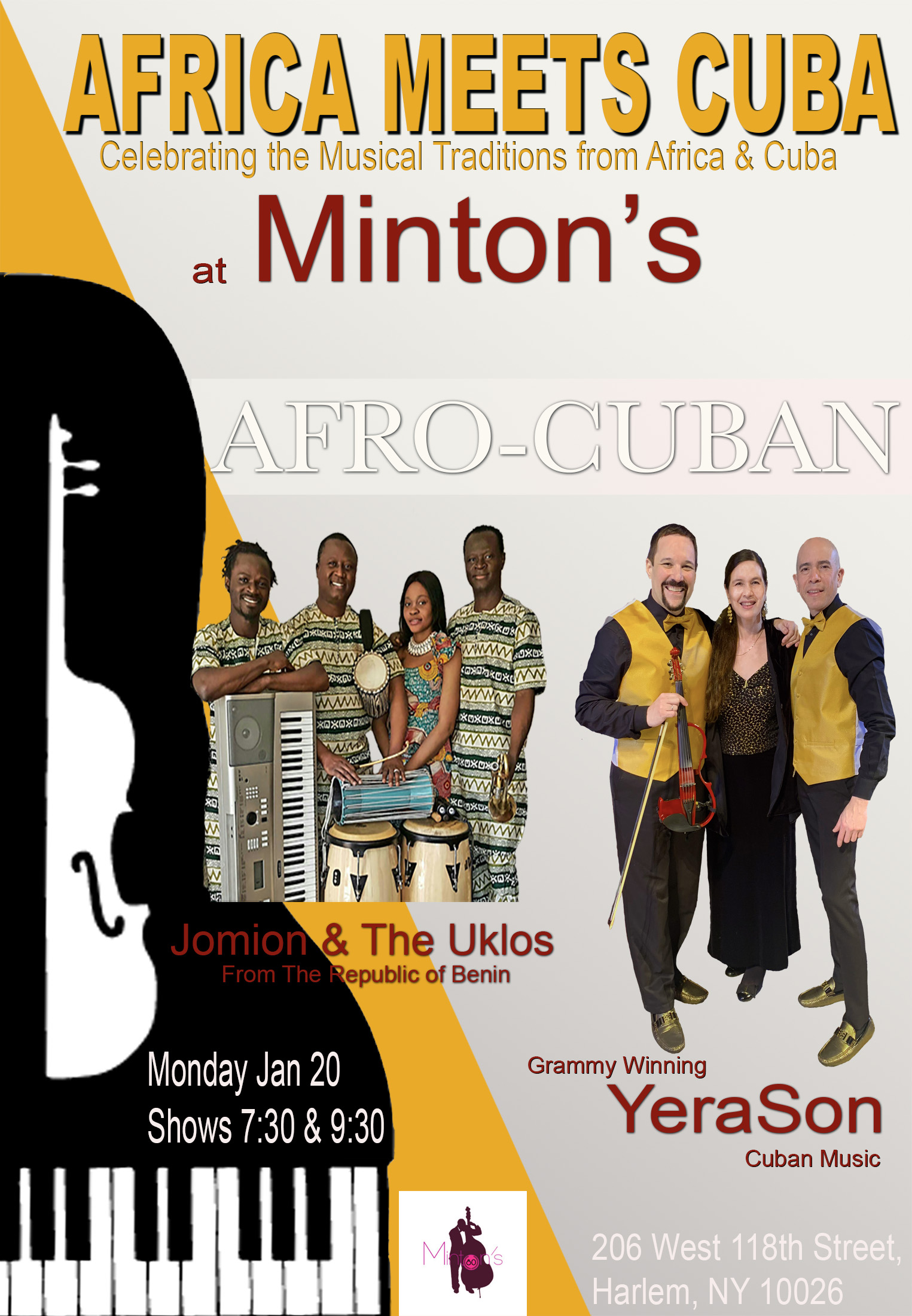 YeraSon, Minton's, Afrocuban, Afro , Cuban , NY, NY cuban Music,